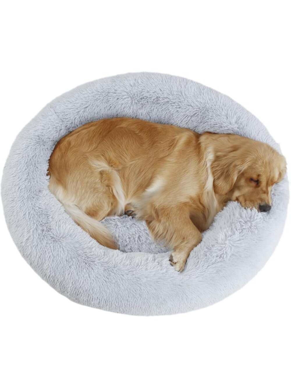 Cozy 39" Donut Dog Bed for Large Dogs - Calming Grey Pet Bed for Comfort